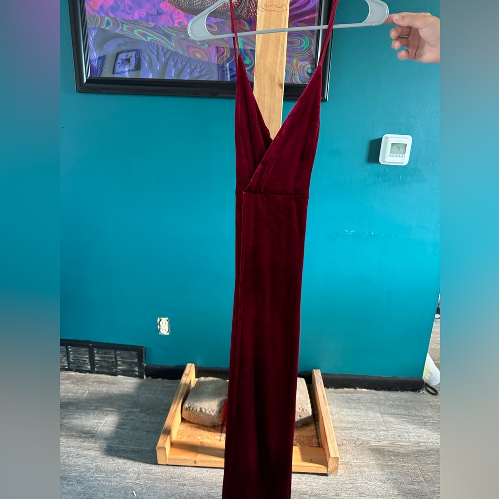 Burgundy velvet long dress